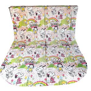 Vintage Peanuts Bed Coverlet Thin Blanket Bedspread Snoopy Belle Rainbow Pink